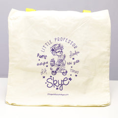 Little Professor Skye Natural Tote Bag with Yellow Handle